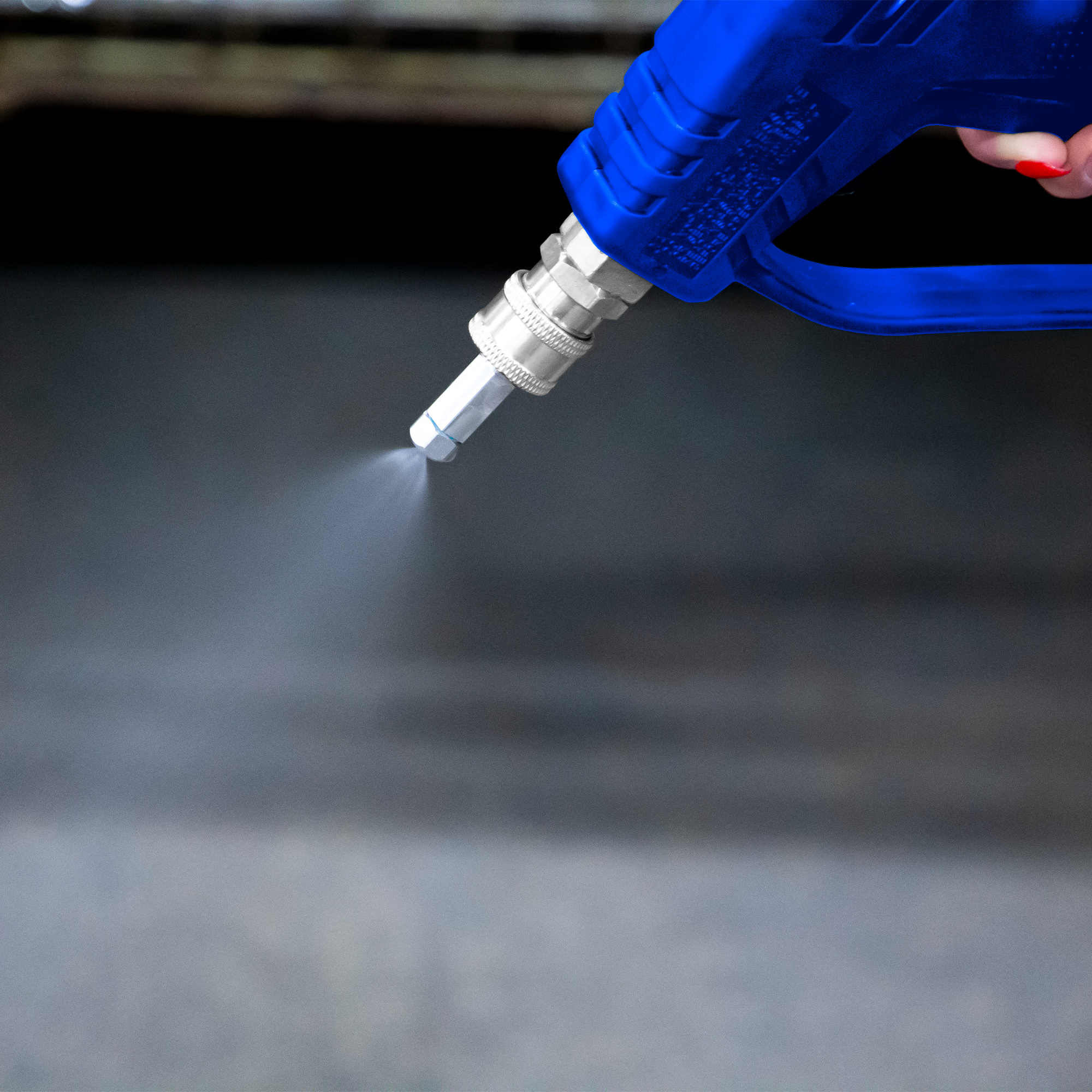 X-Stream Clean 80-micron nozzle spraying upclose